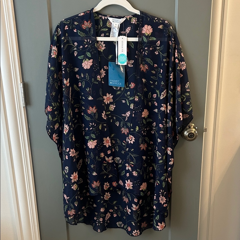 Market & Spruce Navy Floral Kimono Stitch Fix Size Medium